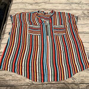 Gorgeous Torrid Vertical Striped Blouse in Multicolor With Zipper Size 5X